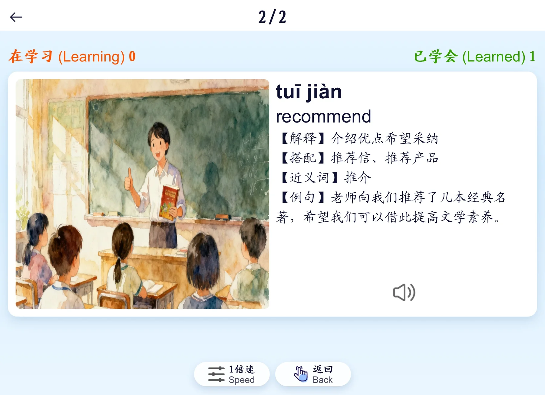 Detailed vocabulary card
